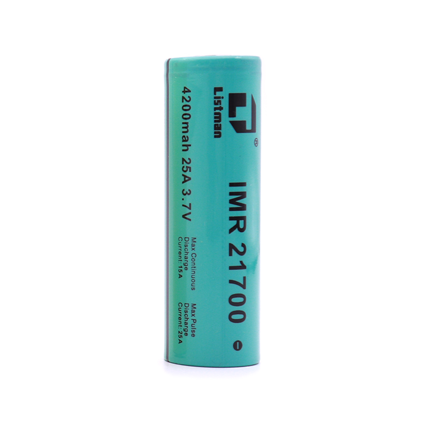 2pcs Listman IMR 21700 4200mAh 25A Flat Top Li-ion Rechargeable Battery